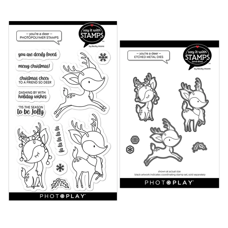 

New 2022 Christmas You're a Deer Clear Stamps Set Scrapbooking Cutting Dies Background Frames Card Craft