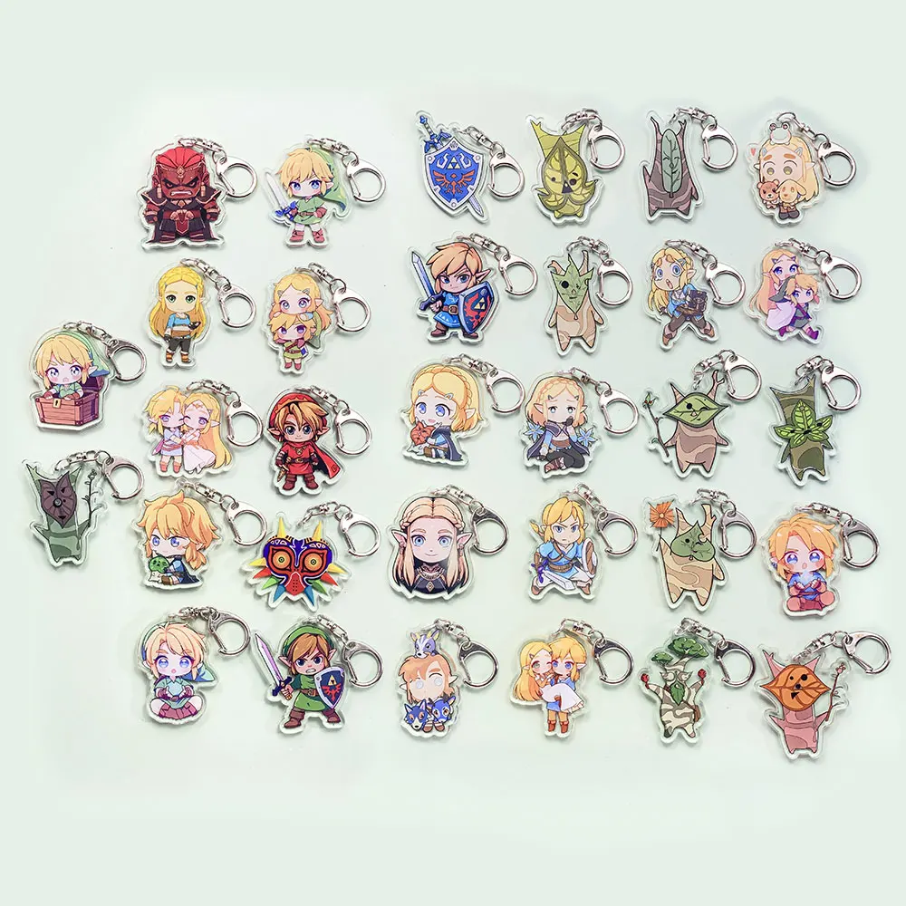شخصيات أنيمي أسطورة زيلدا سلسلة مفاتيح مصنوعة من الأكريليك اكسسوارات حقيبة لطيفة سحر ظهره قلادة حلقة رئيسية هدايا للأصدقاء