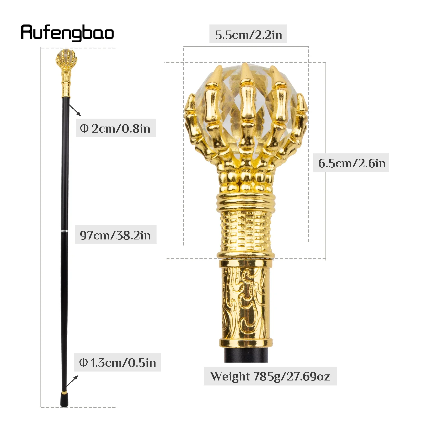 Transparent Glass Ball Steampunk Walking Cane Fashion Decorative Walking Stick Gentleman Luxury Crosier Knob Walking Stick 97cm