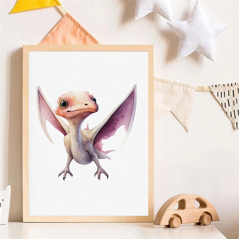 Pterodactyl Spinosaurus Stegosaurus Dinosaur Portrait Poster Nursery Wall Art Picture Canvas Painting Children's Room Home Decor