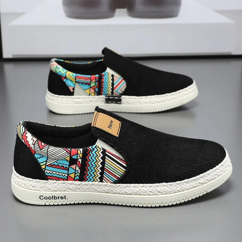 New Men's Sneakers Casual Summer Low-top Corduroy Shoes Fisherman's Shoes Lazy Shoe Slip-on Cloth Shoe Trendy Men Shoes tênis운동화