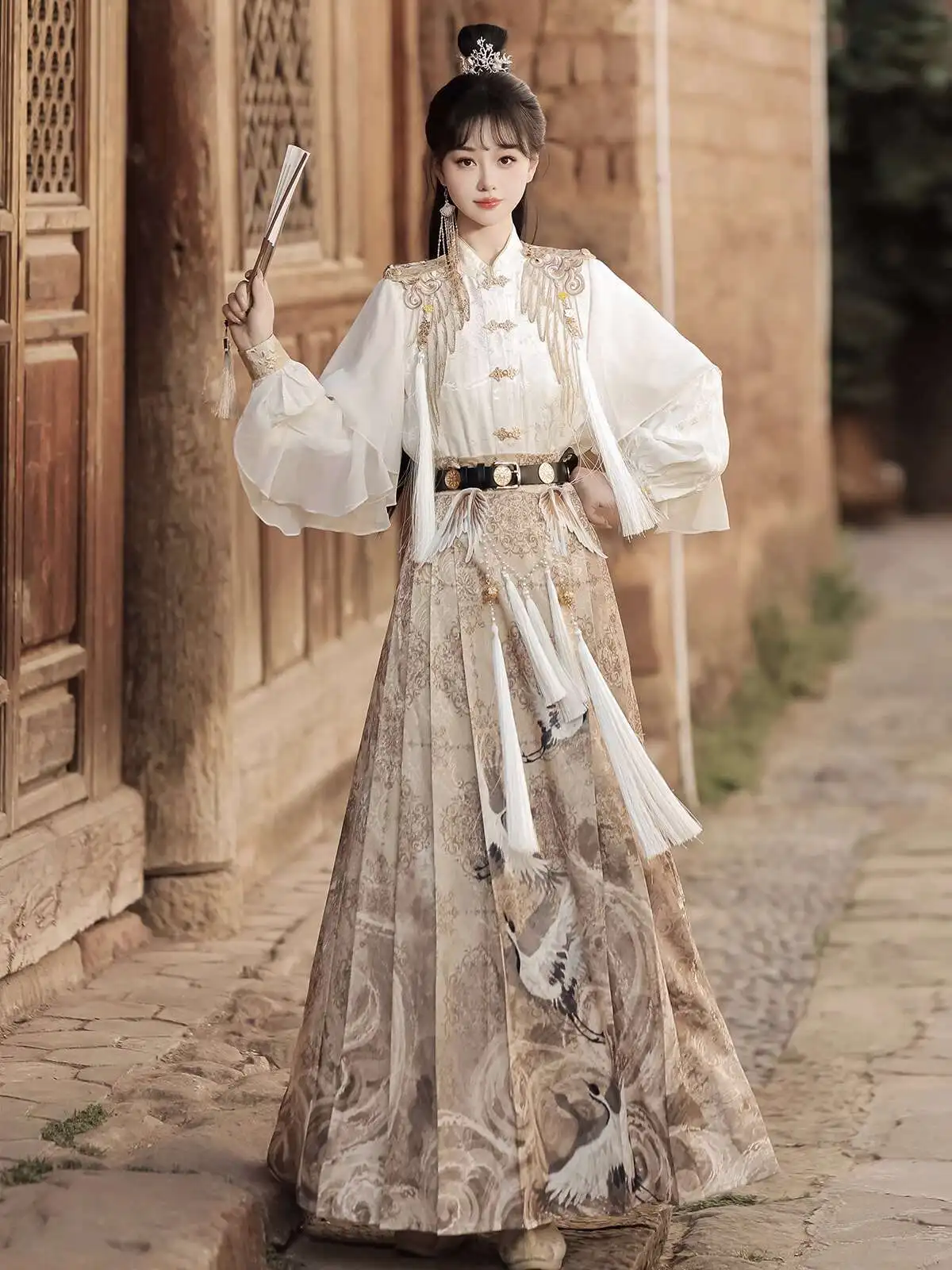 

Новый китайский стиль Heavenly Envoy Guofeng Hanfu Юбка-журавль с красной короной Рубашка Юбка с конским лицом Костюм Cosplay