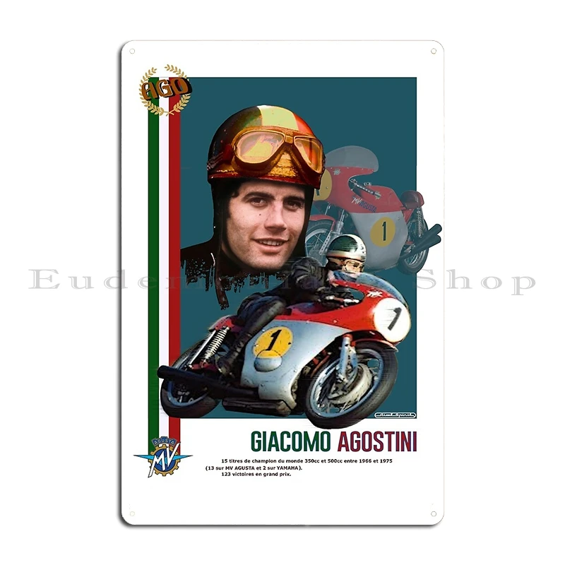 Giro d'Italia Motociclistico 1954 MV AGUSTA AGOSTINI Abstract Surreal Bicycle Racing Print Metal Character Tin Sign Poster
