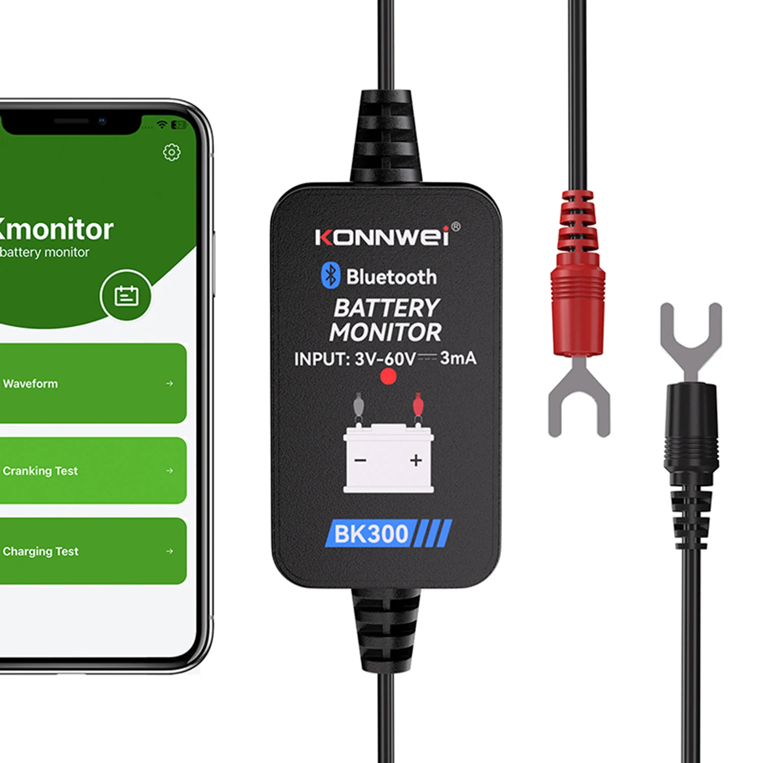 KONNWEI 6V-12V-24V Car Battery Monitor Bluetooth Connection APP Real-time Viewing of Battery Status Car Battery Charging Monitor
