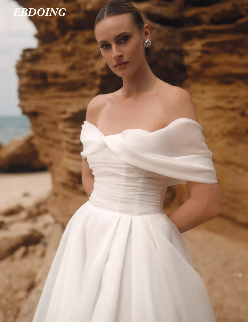 Newest Wedding Dress A-Line Boat Neck WIth Split Off The Shoulder Custom Made Vestidos De Novias 2024