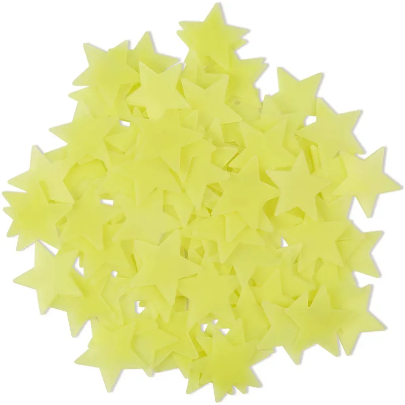 100PCS/Bag 3CM Glow In The Dark Toys Luminous Star Stickers Bedroom Sofa Fluorescent Painting Toy PVC Stickers For Kids Room