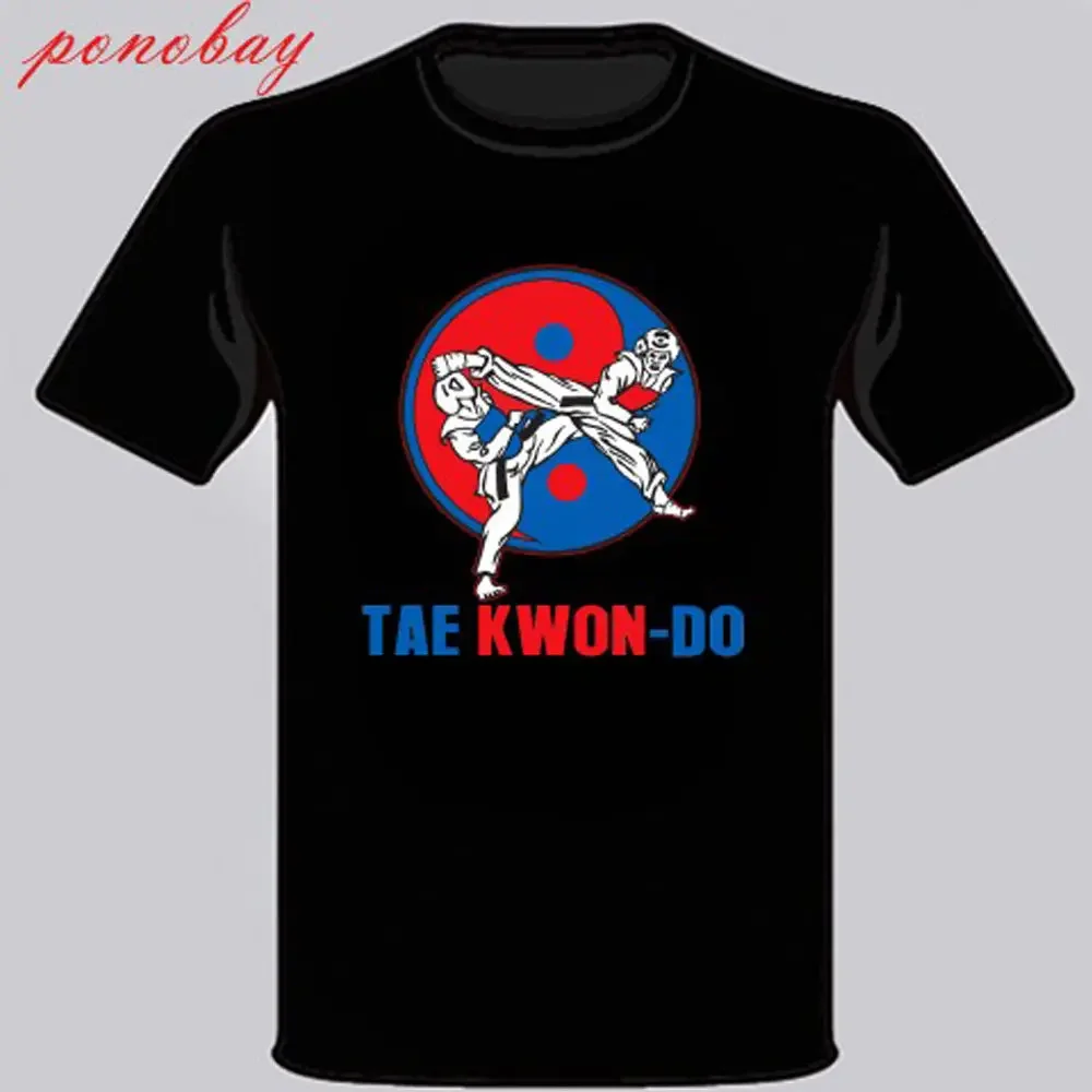 Fashion Summer Straight 100% Cotton Taekwondo Tae Kwon-Do Korean Kick Martial Art Men's Black T-Shirt Size S To 3Xl Tee Shirt