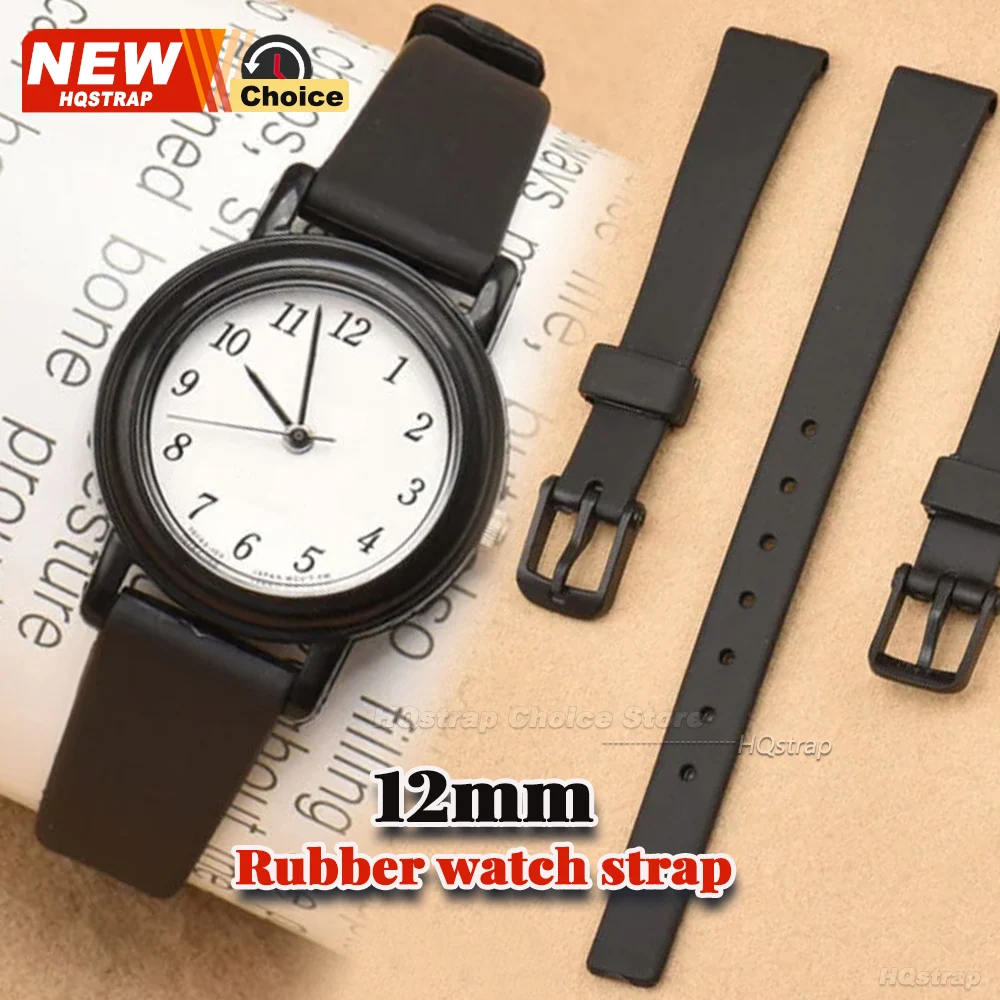 12 mm TPU-Armband, dünn, für Damen, weiches Gummiband, universelles Ersatzarmband für Casio LQ-139/130/140, Silikon-Uhrenarmband