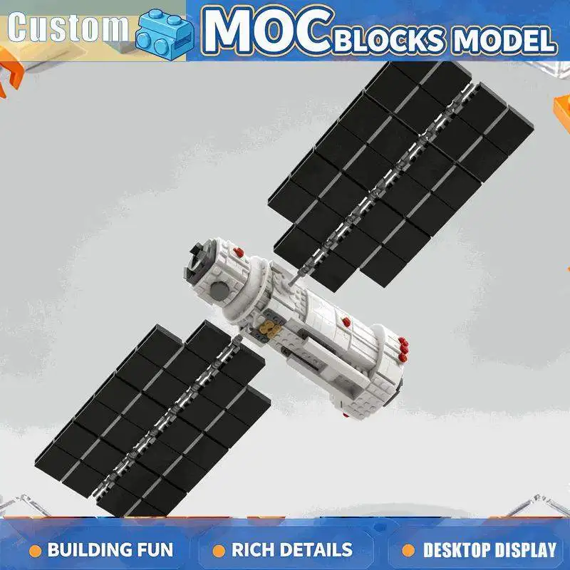521PCS Orbital Research Station Module Building Blocks Spacecraft Model With Solar Panels DIY Assembly Toy Science Display Gift