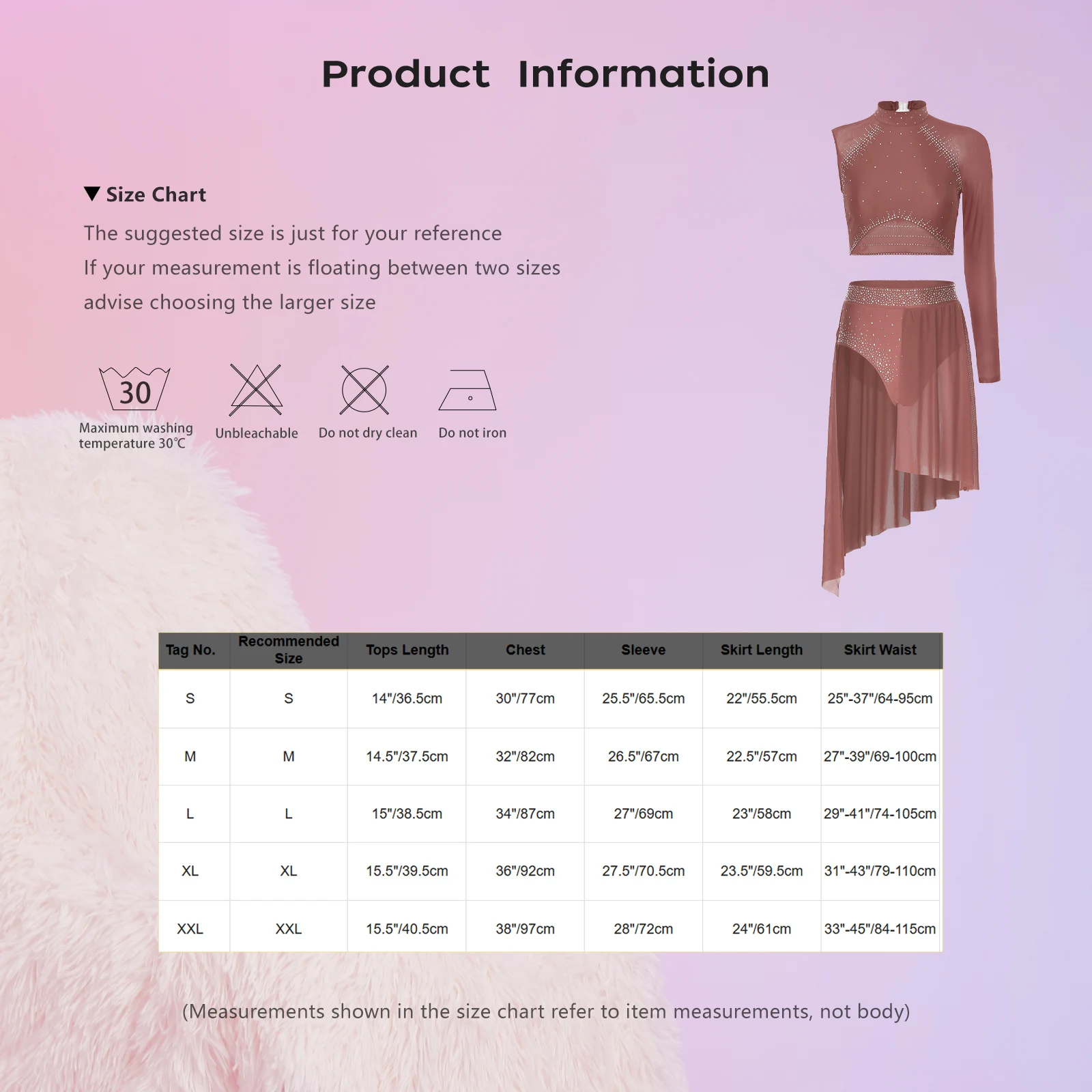 Womens Figure Skating Lyrical Dance Outfit 2Pcs Asymmetrical Sleeve Crop Top+Briefs Shorts Chiffon Skirt Modern Dance Costume