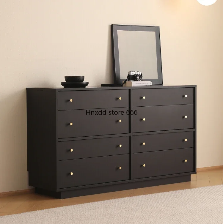 chest of drawers, solid wood eight-bucket cabinet, modern simple locker, bedroom retro bedside cabinet, storage cabinet