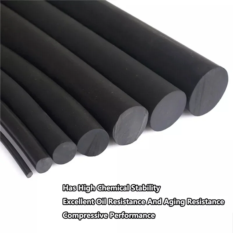 1 Meter Black Fluorine Rubber Solid Sealing Strip Rod Round Bar O-Ring Seal Gasket Ø2/2.5/3/3.5/4/4.5/5/6/7/8/9/10/11/12/15/20mm