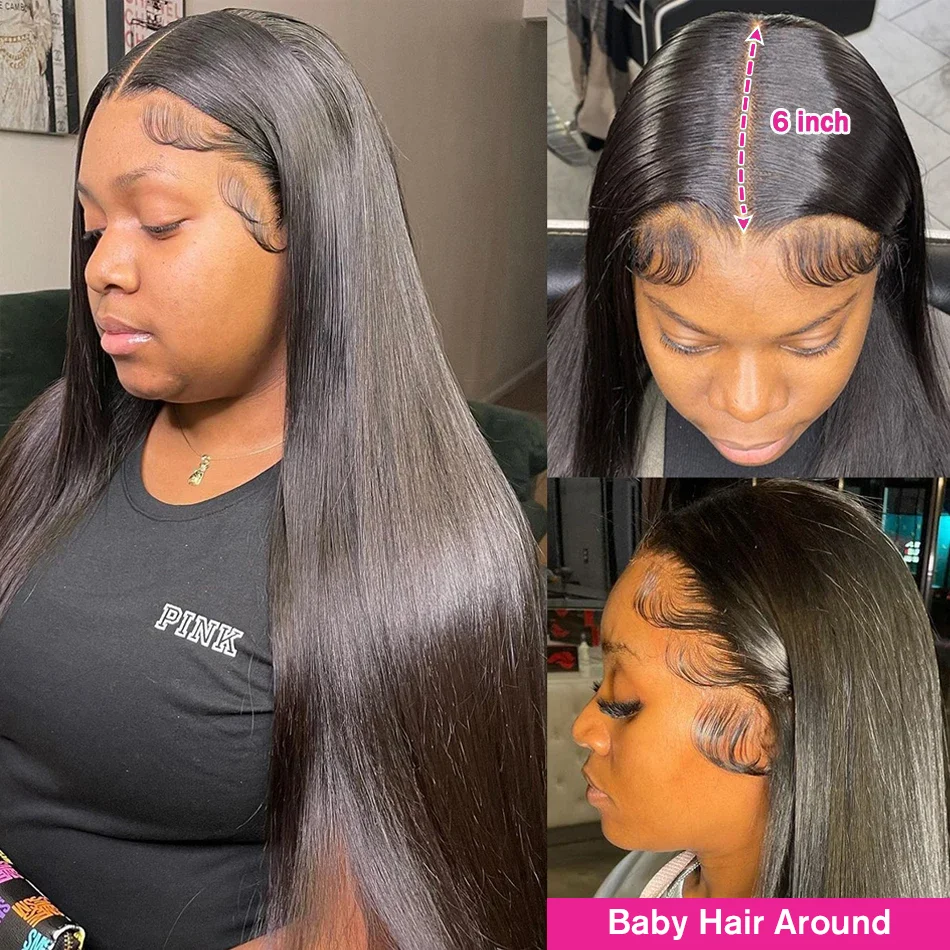 HD Lace 13x6 Frontal Wig 100% Human Hair Straight 13x4 Lace Front Human Hair Wigs 250% Full Human Hair Lace Wigs 30 40 Inch image 5