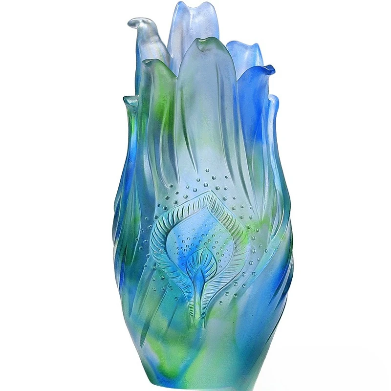 Crafts Vase Peacock Feather TV Cabinet Wine Cabinet Entrance Living Room Ornament