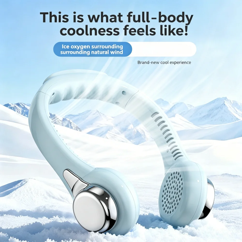 Portable Hanging Neck Fan Creative Earphone Shape 3 Adjustable Gears Rechargeable Fan Ideal Graduation Gift for Summer