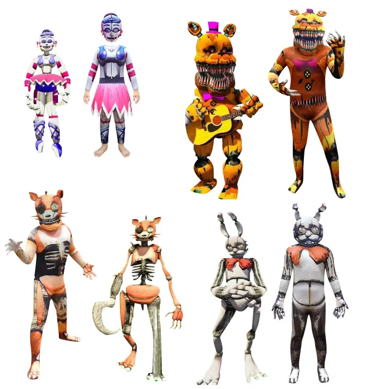 New Five Nights Freddyed Costume Party Boy Girl Cosplay Costumes Fancy Nightmare Foxy Toy Anime Halloween Costume for Kids 3-14Y