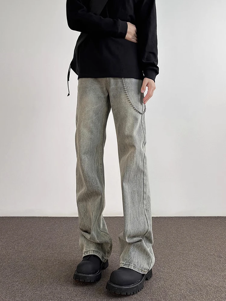 

Мужские джинсы American High Street Waed: желтые, окрашенные глиной, облегающие, эластичные, с высокой талией, прямые, слегка расклешенные, длинные брюки