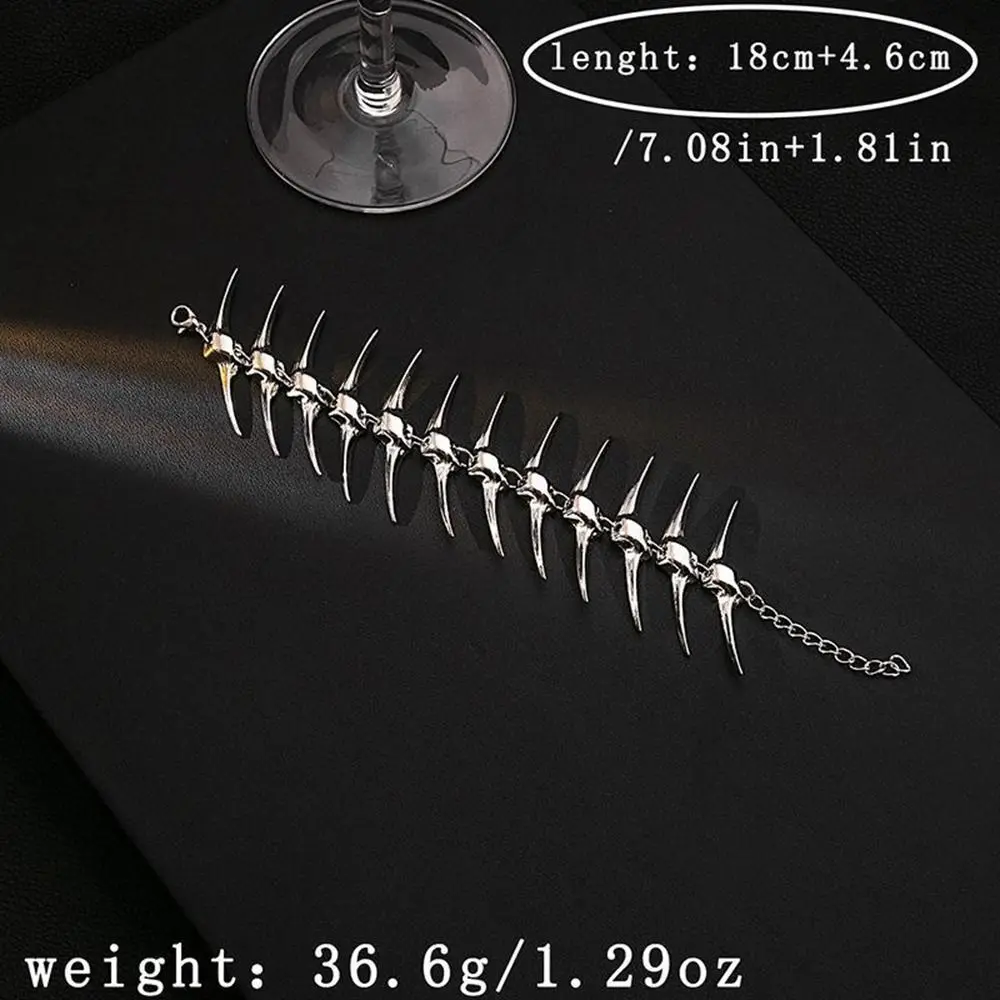 New Metal Thorn Bracelet Unisex Trendy Punk Bracelet Jewelry Super Cool Fish Bone Bangle Women Men