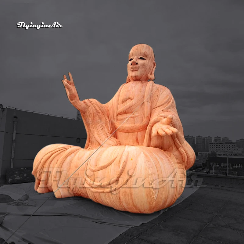 Outdoor Large Inflatable Buddha 5m Air Blow Up Buddhist Stone Statue Replica For Carnival Stage Decoration