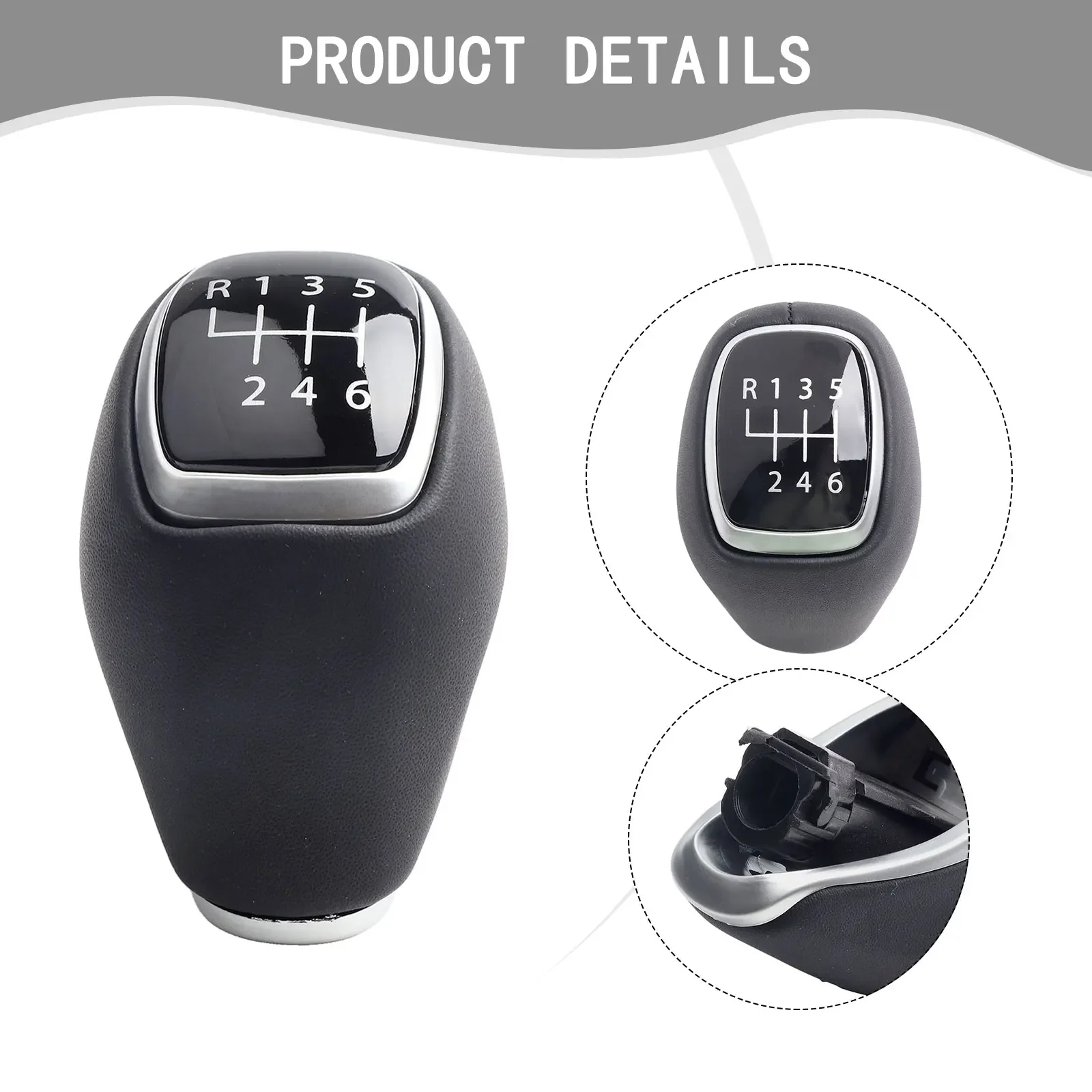 

Gear Shift Knob Shifter Head Not Universality Fitment Direct Replacement For Hyundai Leather & Metal Material High Quality