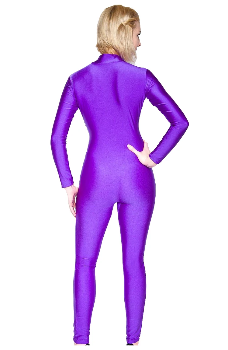 Fantasias Zentai Cosplay para homens e mulheres adultos, macacões de peça única, manga comprida, pescoço simulado, unitard com zíper frontal, dança, Halloween, elastano, 3XL