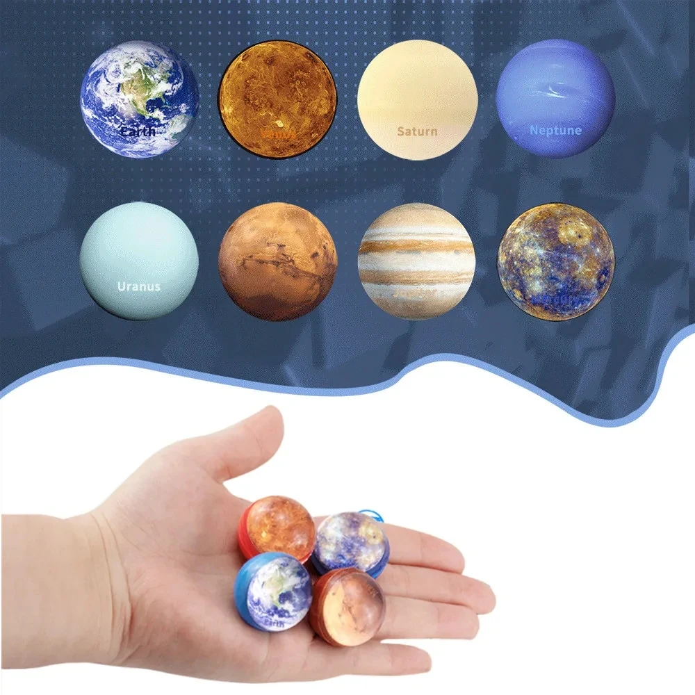 

12pcs Children Bouncy Ball Toy Planet Elastic Ball Rubber Indoor And Outdoor Toys Starry Sky Elastic Ball Juggling Jumping Ball