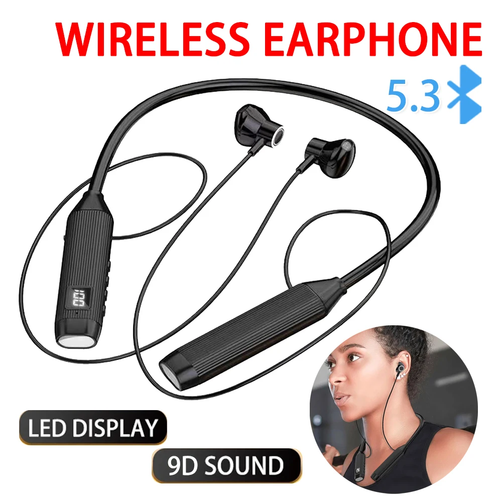 TWS Super Power Wireless Headphones Bluetooth Earphones Neckband Magnetic Earbuds LED Display Sports Headset Stereo With Mic