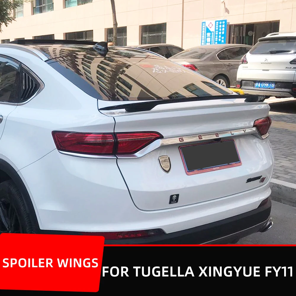 For Geely Tugella Xingyue FY11 2019 20 21 Rear Trunk Lid Car Wing Ducktail Lip Spoiler Tuning Wings Black White Carbon Printing