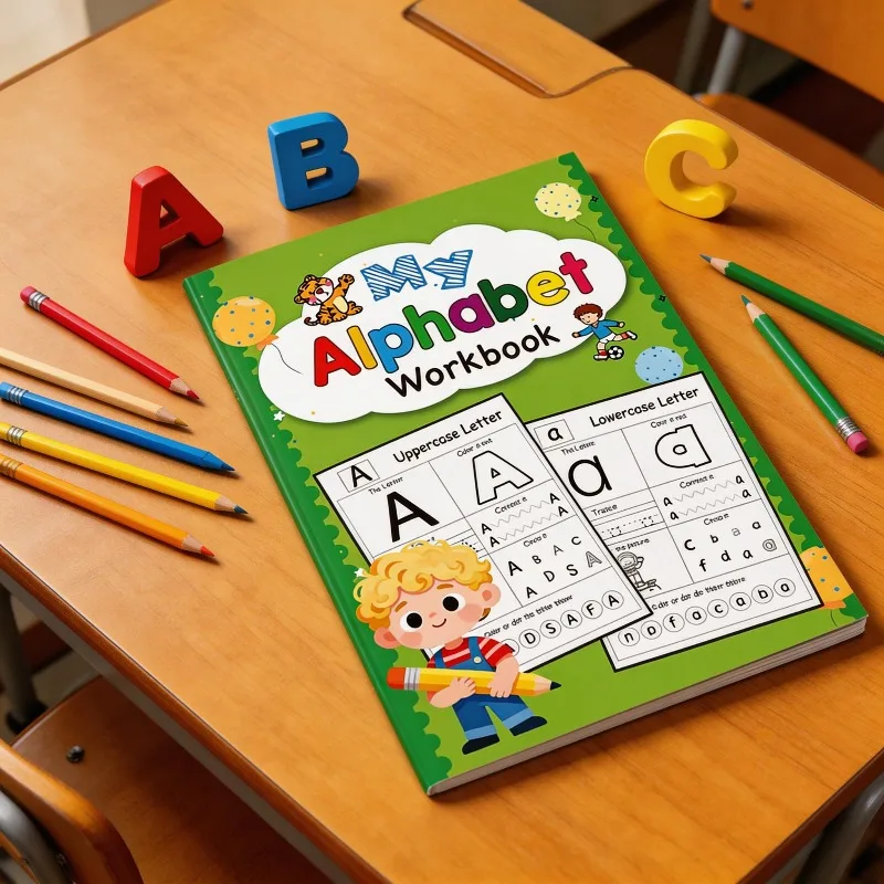 

Детская книга-игра с алфавитом: 7 упражнений для отработки букв, тренировка контроля ручки, упражнения по письму, интерактивная развивающая книга