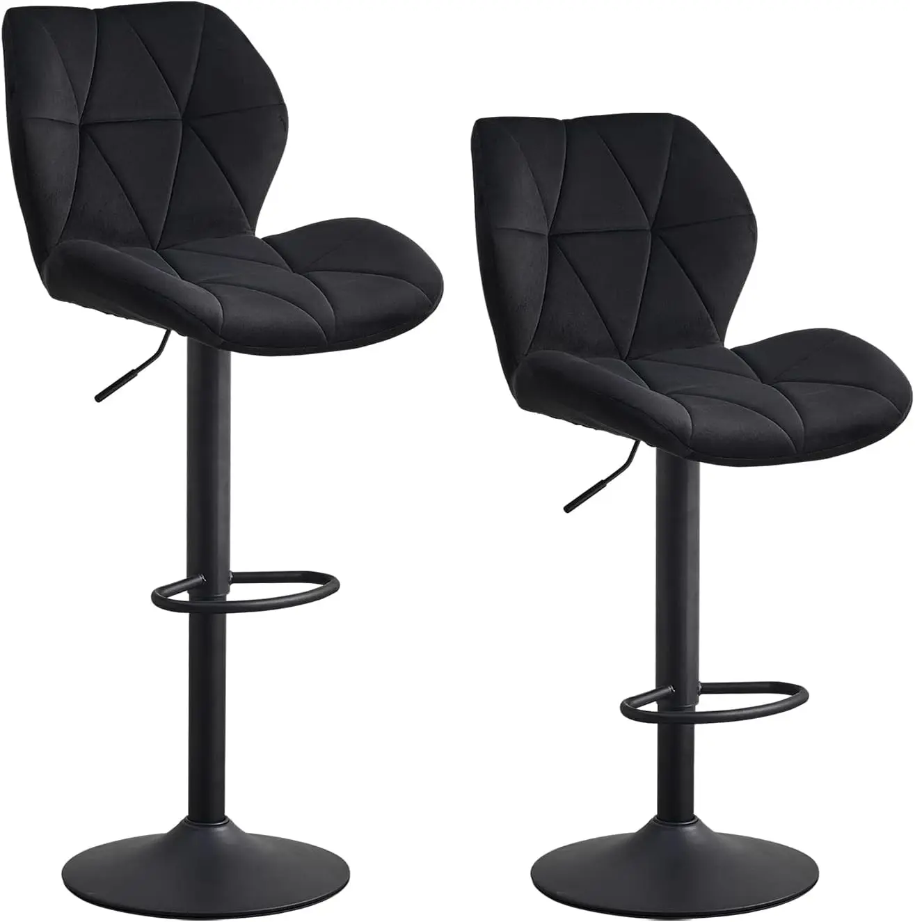 Altura ajustável Barstools com encosto e apoio para os pés, Velvet Leather Counter, cozinha, sala de jantar, giratória