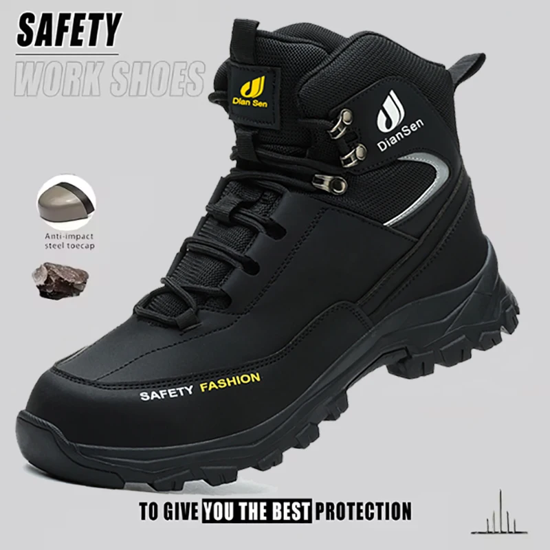 

Мужская рабочая обувь, ботинки со стальным носком, защитные ботинки от проколов и ударов, водонепроницаемые походные ботинки, неразрушимая защитная обувь
