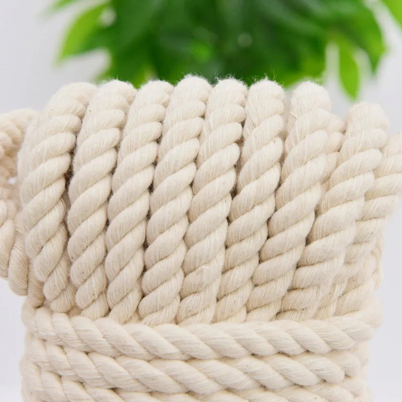 1-100M Macrame Cord 1-20mm naturalna bawełna Twisted Macrame sznurek linowy DIY Craft Knitting Making Plant wieszaki ścienne