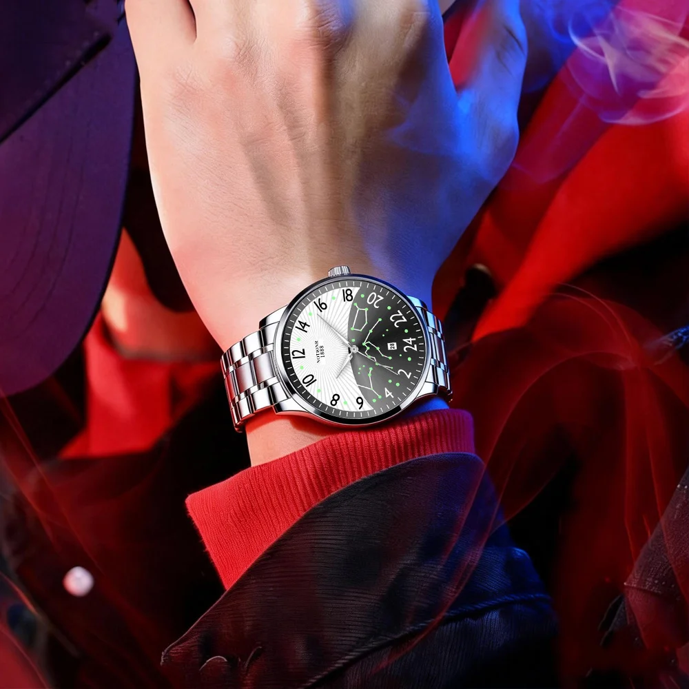 Luxury Men's Watch - Sport Men Watches | Men's Wrist Date Quartz Wristwatch, Black Gift Box