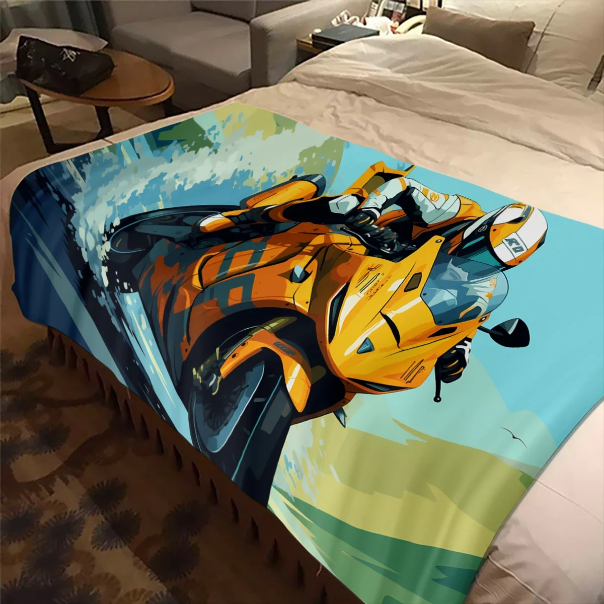 Motorcycle GP Mountain Biking moto Blanket for Children, Flannel Blankets Soft and Comfortable, Home and Travel, High Quality