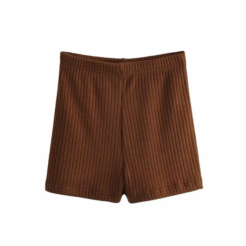 Y2K شورت عالي الخصر لراكبي الدراجات النارية INS كاجوال نمط بلون واحد شورت رياضي للرفع للنساء خفيف الوزن لليوجا ملابس غير رسمية للتمرين #5