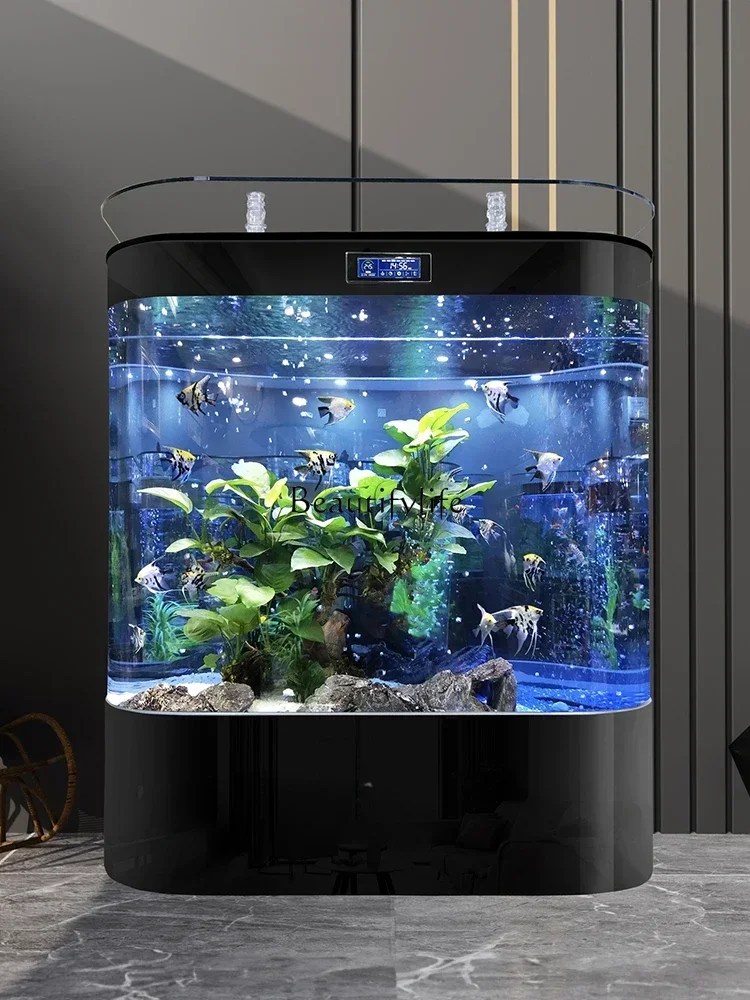 Small and Medium-Sized Fish Tank Double Circle Wall-Mounted Large Back Filter Ecological Landscape Golden Dragon Fish Tank