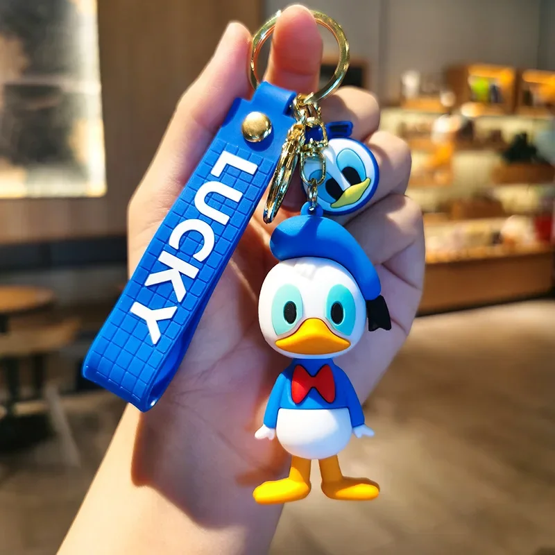 Donald Duck Car Doll Key Chain Pendant Daisy Cute Keychains Accessories Fashion Minnie Keyring Women Disney Rubber Keychains