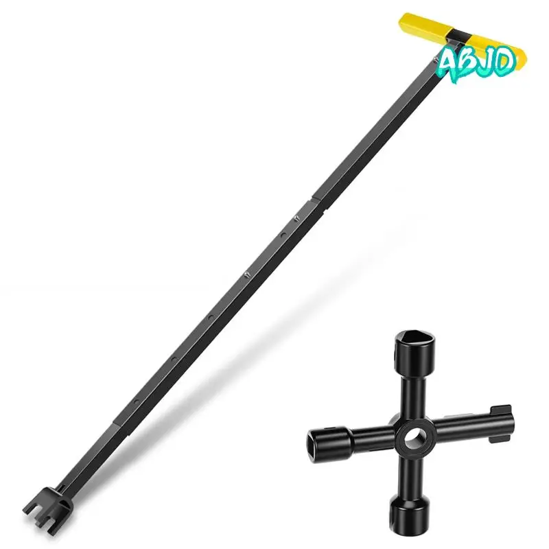 

ABJO-Water Meter Key, 17-37 Inch Adjustable Length Water Shut Off Tool With 4-Way Utility Key T-Handle Water Meter Wrench