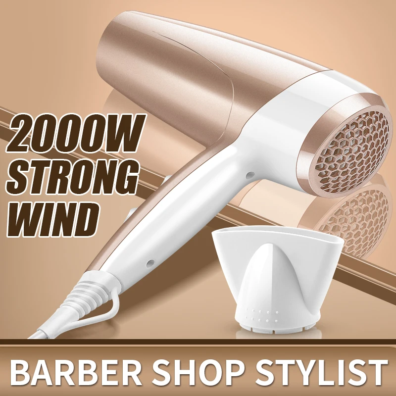 Professional Hair Dryer Hot Cold Wind Air Brush Hairdryer Negative Lonic Blow Dryer Strong PowerDryer Salon Tool 2000W 3th Gear