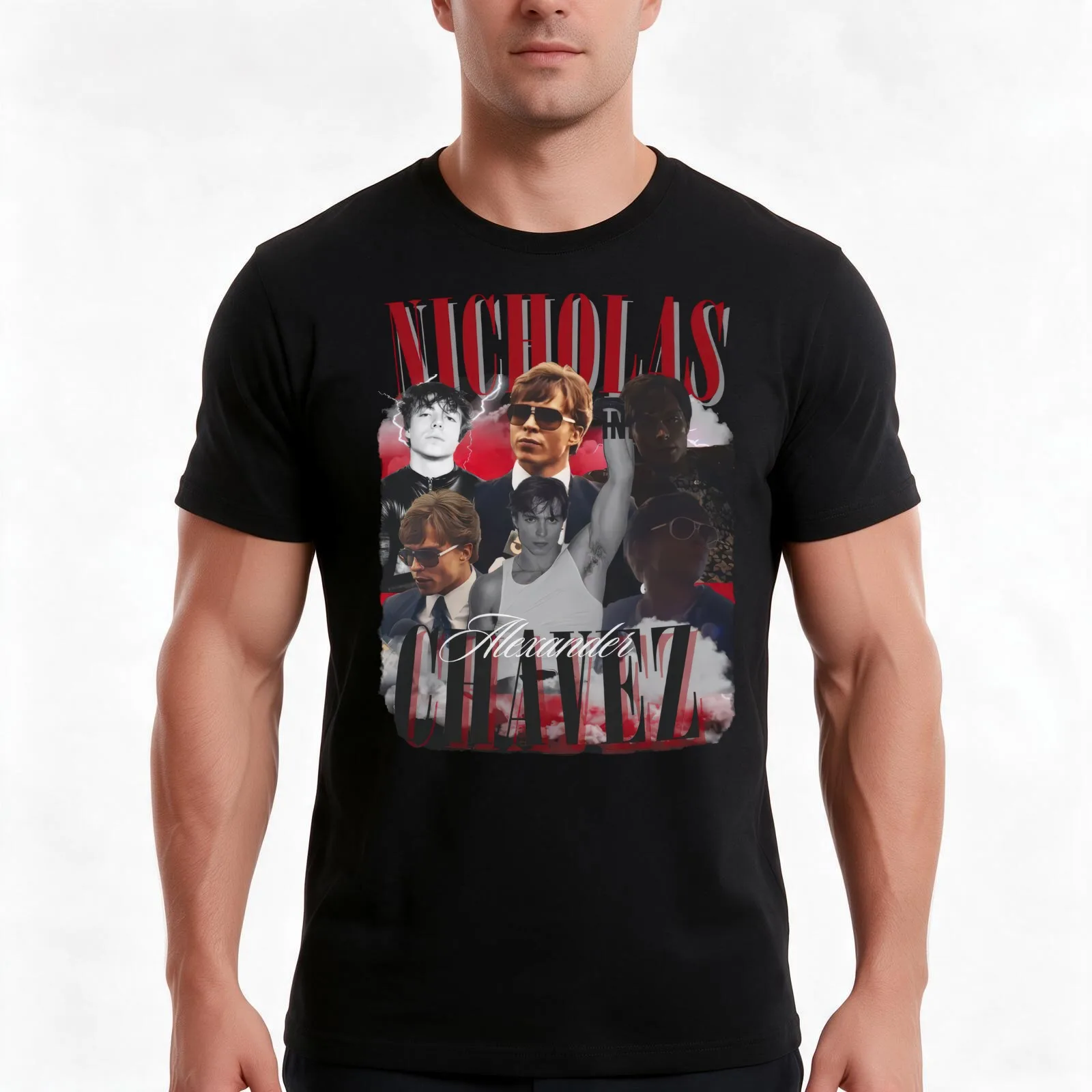 Nicholas Alexander Chavez Retro T-Shirt, Summer Casual Cotton Tee, Oversized Streetwear Tops, Vintage Graphic Print, 100% Cotton