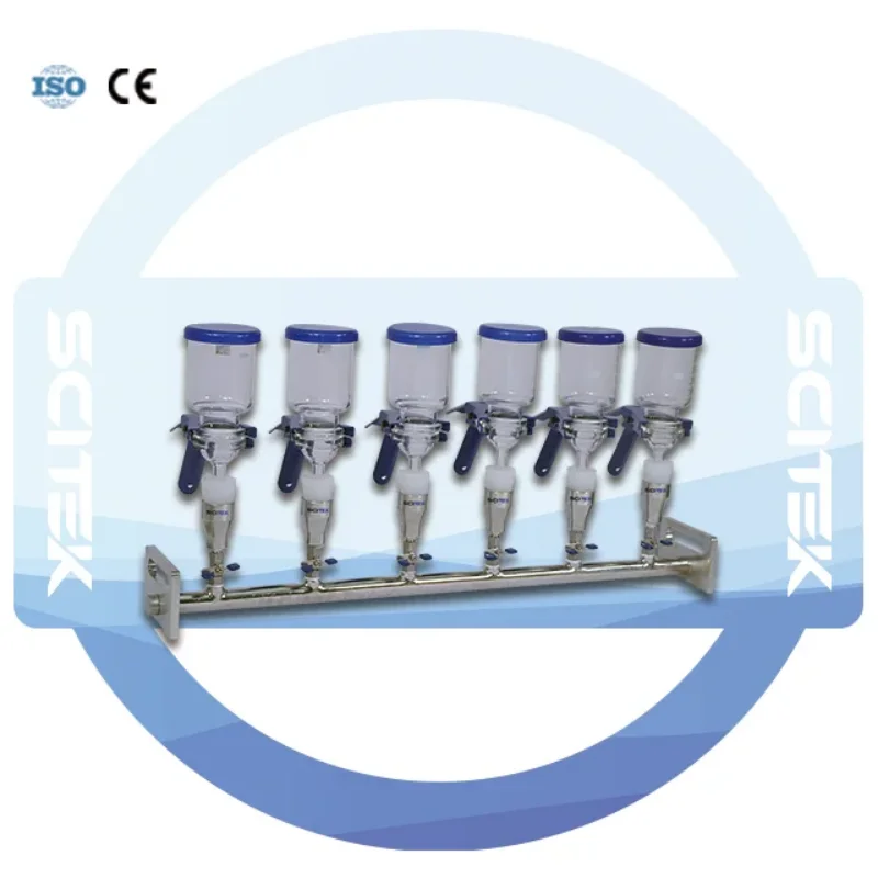 SCITEK 6-Branch Manifolds Vacuum Filtration System 300ml Glass Funnel Filter Equipment