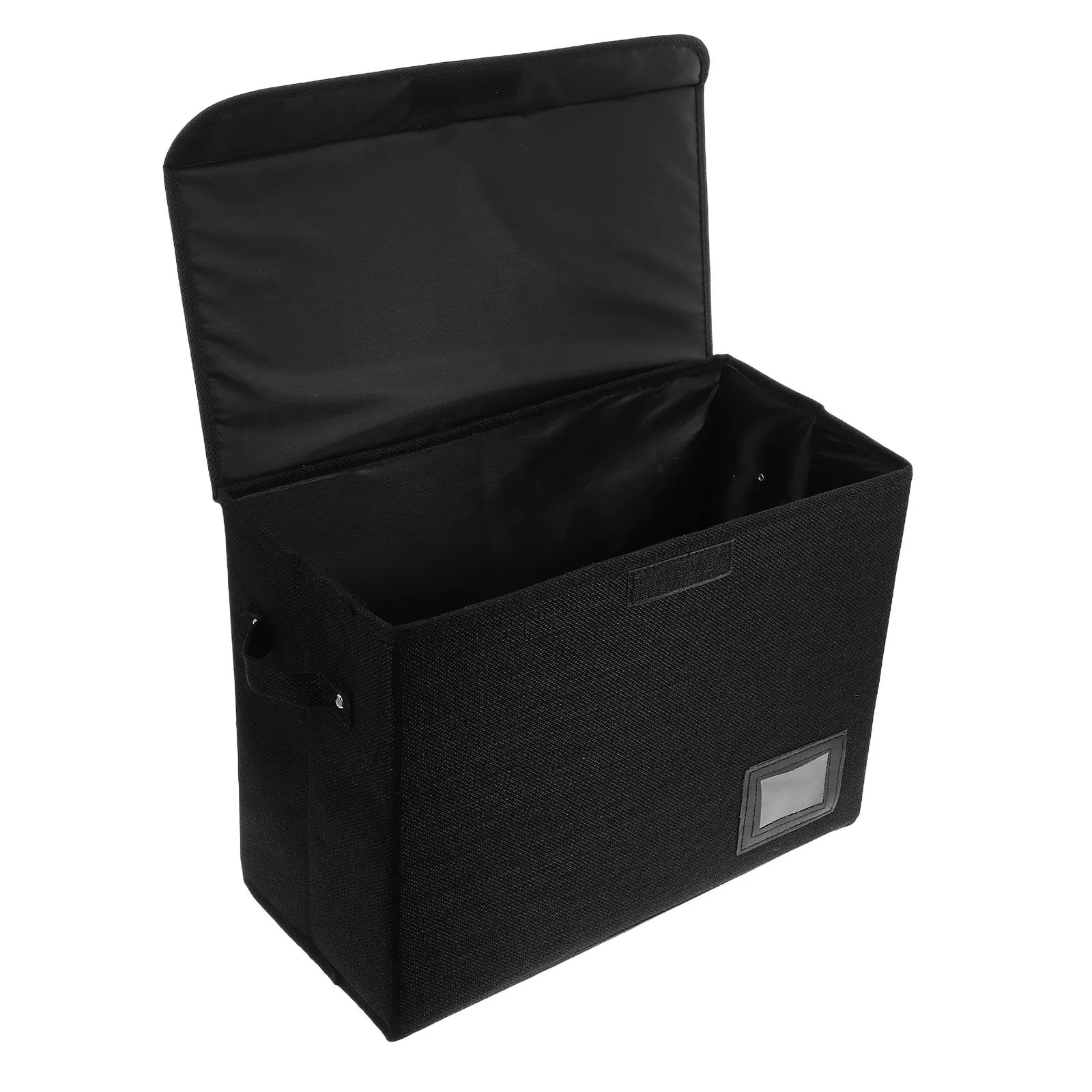 Foldable Linen PP Board Comic Book Storage Box with Flip Cover Handle and Card Slot for Home Office School Organizing Books