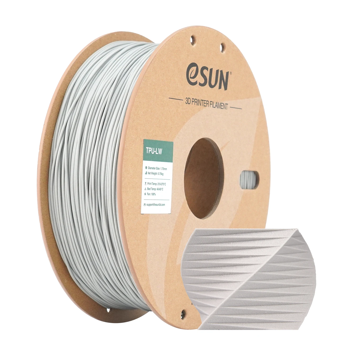ESUN TPU 3D-Drucker-Filament 1,75 mm 0,75 kg Leichtgewicht-TPU-3D-Filament für Bambu Lab 3D Schaumstoff-Flugzeugmaterial TPU-LW-Filament