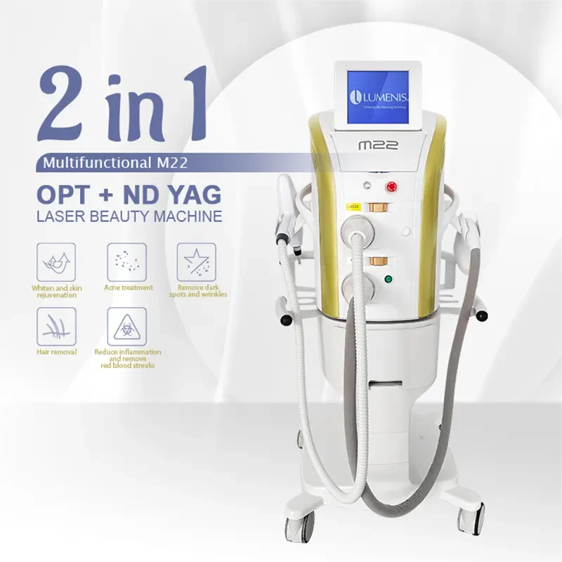 2024 mais novo lumenis m22 laser multifuncional/opt/ipl/e-light máquina de remoção de pêlos a laser 2 em 1 aopt nd yag máquina de remoção de tatuagem