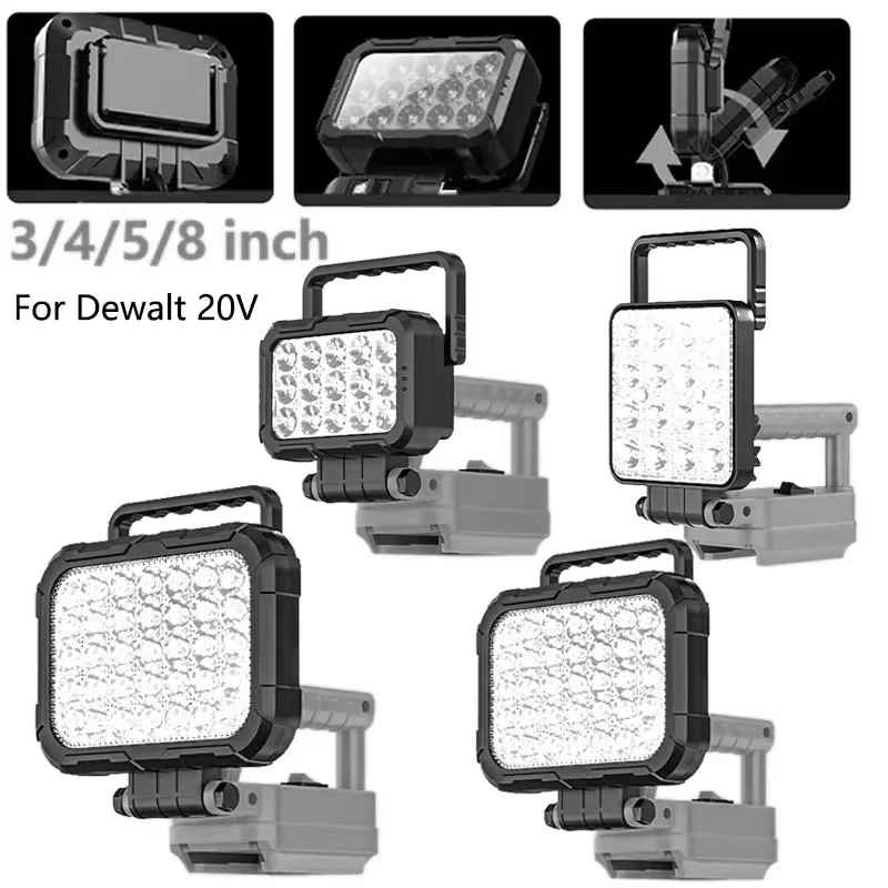 

Для Dewalt с USB рабочим освещением, 20 В, литиевая батарея, лампа для кемпинга, светодиодный фонарь, уличный фонарик, прожектор, аварийный инструмент, фонари
