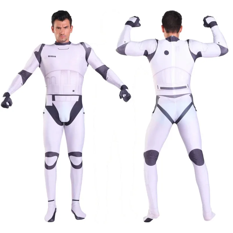 

White Trooper Cosplay Fantasy Jumpsuit Movie Space Battle Army Costume Disguise Adult Men Roleplay Fantasia Outfits Male