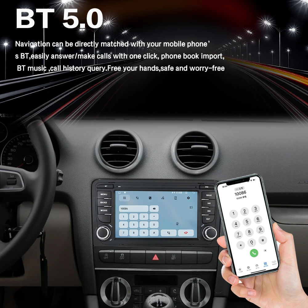 Pour Audi A3 8P S3 RS3 2003-2012 Android 13 autoradio lecture multimédia lecteur vidéo GPS Navigation Carplay, 4G, WiFi, DSP