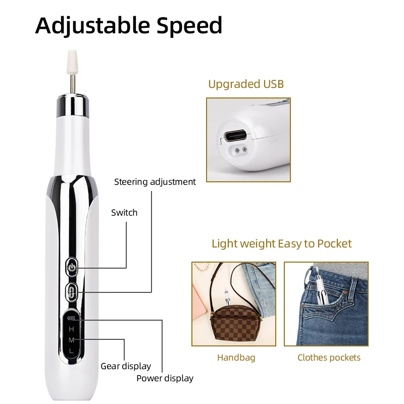 Electric Nail Polisher Drill Bits Professional Nails Grinding Polishing Dead Skin Removal Art Sanding File Pen Manicure Machine