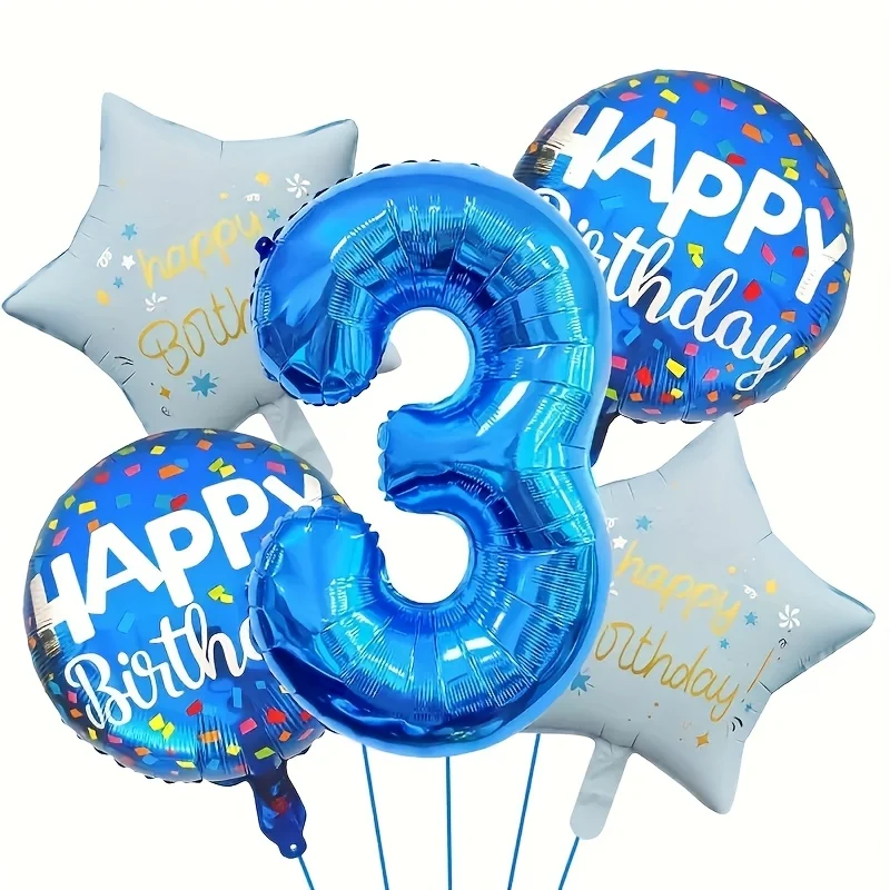 32-дюймовый синий цифровой набор воздушных шаров из алюминиевой пленки, светло-голубые воздушные шары со звездами, подарки для украшения дня рождения для детей 1-9 лет