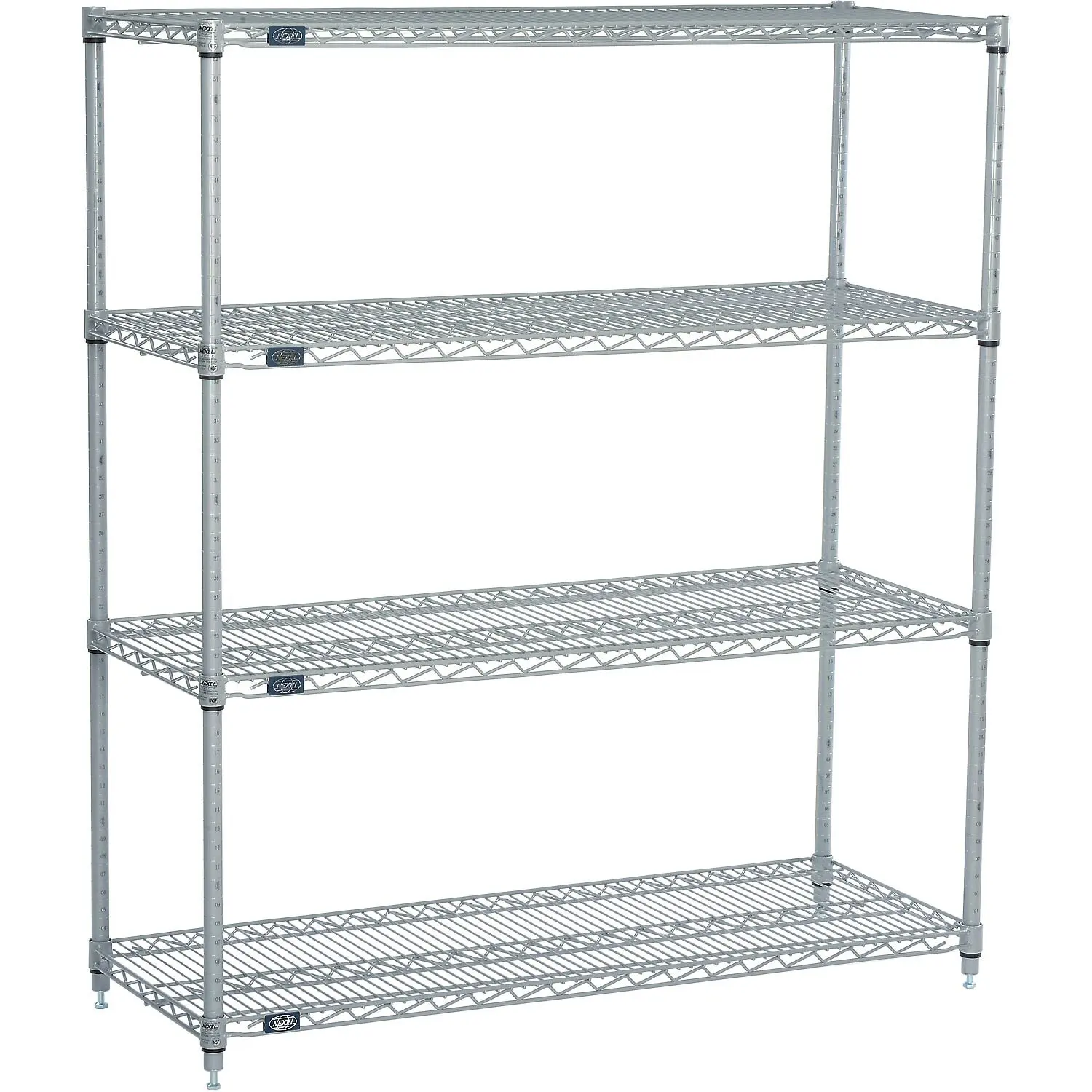 

18"" X 48"" X 86"", 4 Tier, Nsf Listed Adjustable Wire Shelving, Unit Commercial Storage Rack, Silver Epoxy, Leveling Feet